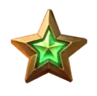 Złota gwiazda z zielonym klejnotem – symbol z gry Fat Pirate